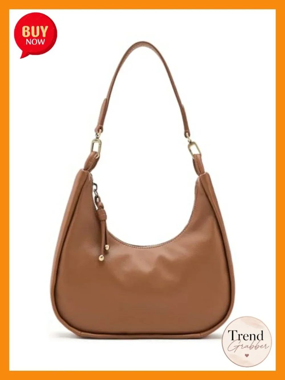 Leather Hobo Shoulder Bag with Removable Strap and Multiple Pockets